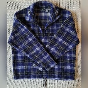 Lizwear Vintage Y2K Blue Plaid Fleece Quarter-zip Pullover